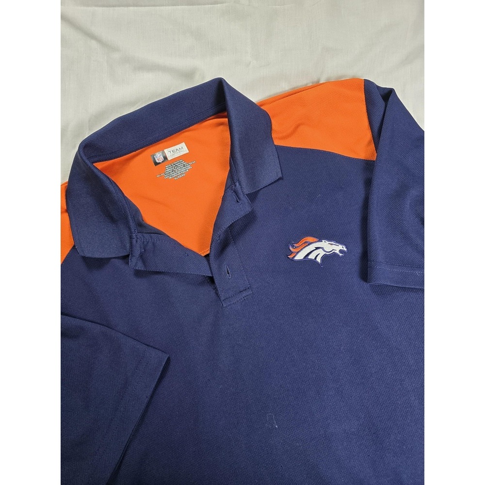 Denver‎ Broncos Shirt Mens XL Blue Orange NFL Football Polo Performance Collared